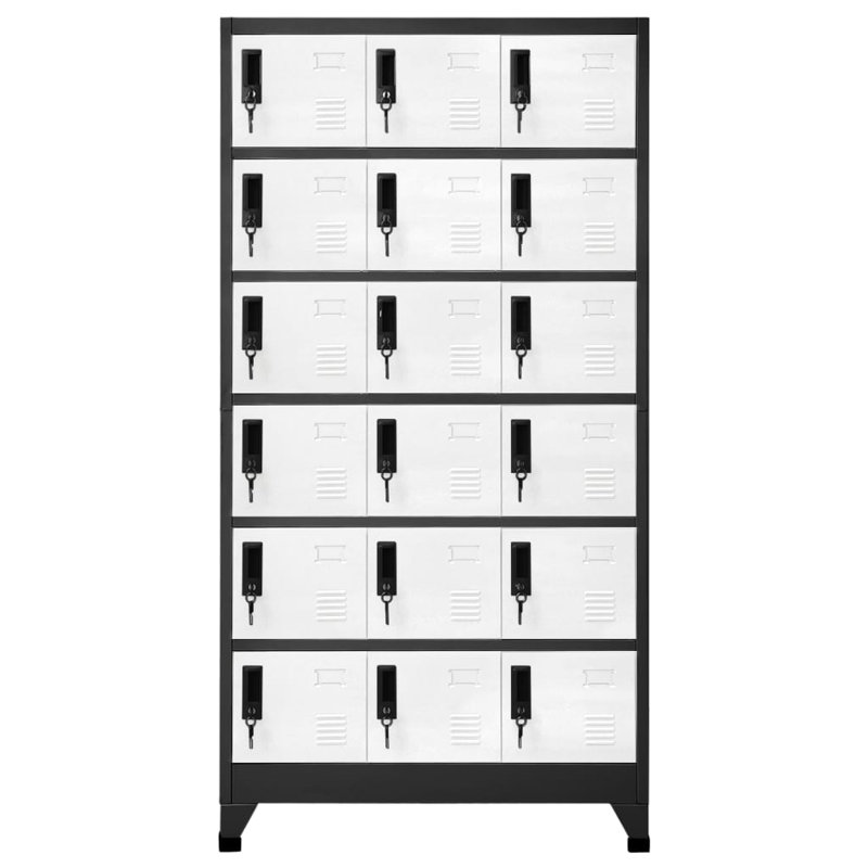 Metal 90cm Employee Locker with Key, Anthracite/White