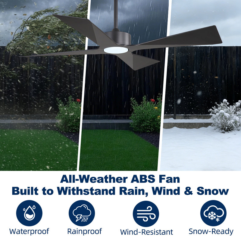 4 -ABS Blades Wet Rated Outdoor Ceiling Fan with Light Kit and Remote WaterProof