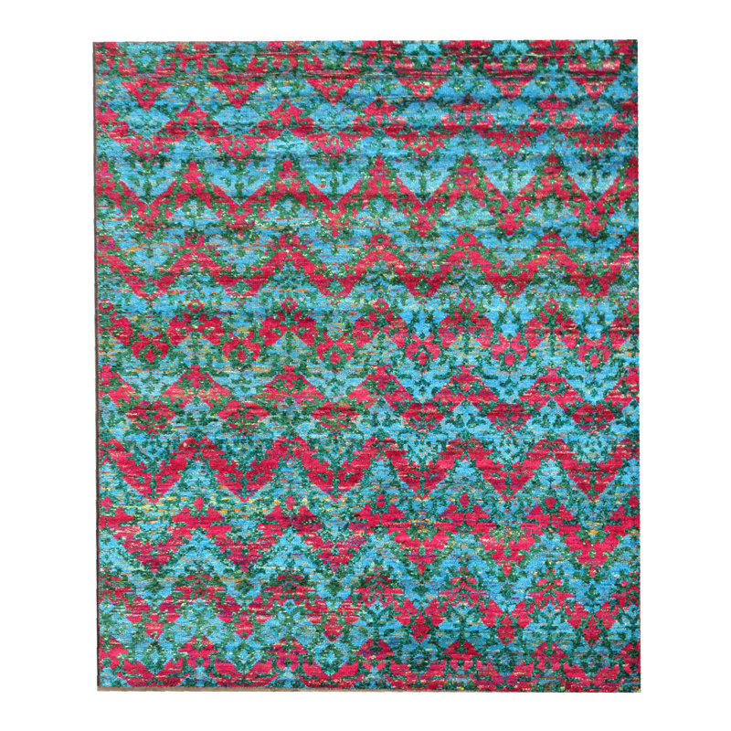 Tapis moderne en soie noué à la main 8 x 10