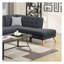 Ensemble de canapé modulaire 2 pièces en frêne noir avec méridienne et coussins, canapé moderne en L avec dossier capitonné et garniture cloutée, mobilier de salon à structure en bois d'hévéa