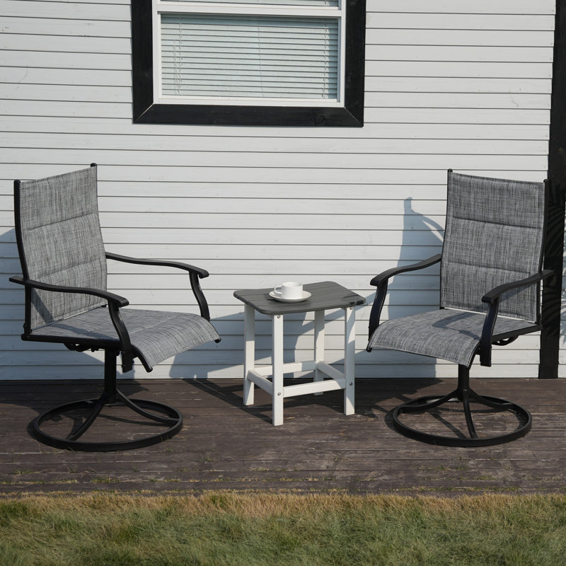 Patio Swivel Chairs Set of 6, Outdoor Dining Chairs High Back, All-Weather Textilene Swivel Rocker Chair for Lawn Porch Garden, Grey