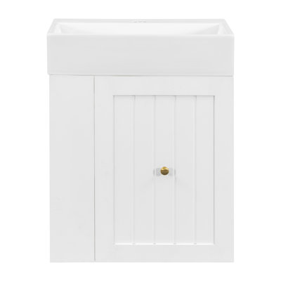 Space-saving 20-inch Bathroom Vanity With Ceramic Sink & Mdf Storage Cabinet – Modern Floating Design For Small Bathrooms