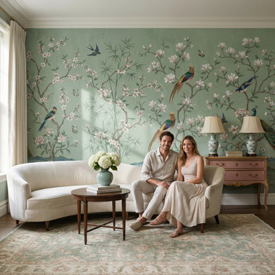 Adhésif mural floral chinoiserie