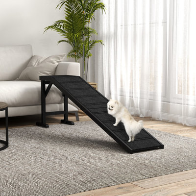 Pet Ramp, 74"x16"x25", Black, Slip Carpet & Strong Pine Cat And Dog Mobility Aid Facilitation Black. Tough. Facilitates Movement. Mitigates Joint Strain. Assembly Required
