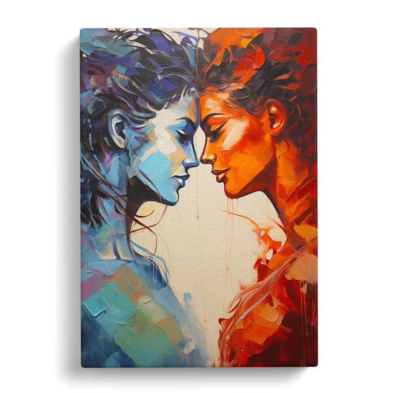 Two Women In Love Action Painting - No Frame Print, 76cm H x 50cm W x 3cm D
