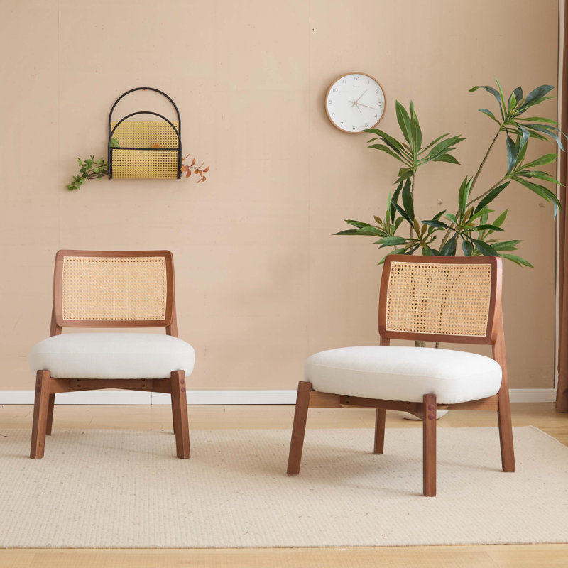 Ensemble de chaises d'appoint rembourrées en polyester avec structure en bois robuste