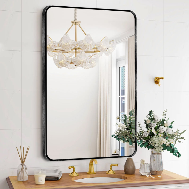 Miroir mural Viridiana, Noir brossé, 36 po x 24 po