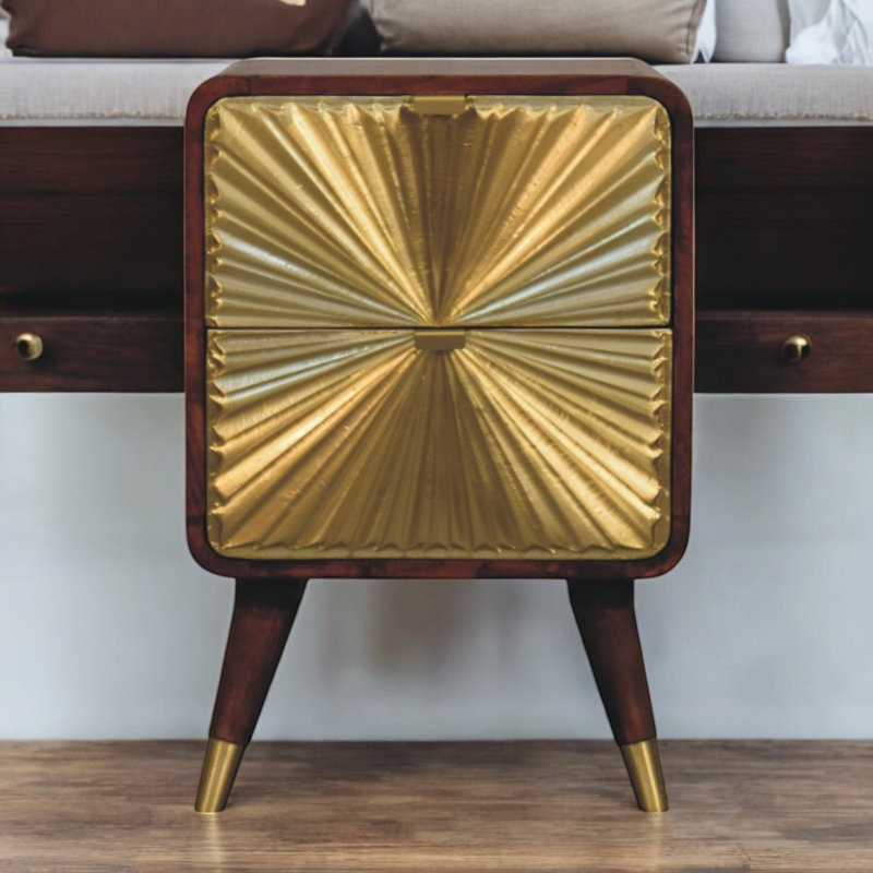 Avora Embossed 2 Drawer Chestnut Mykonos
