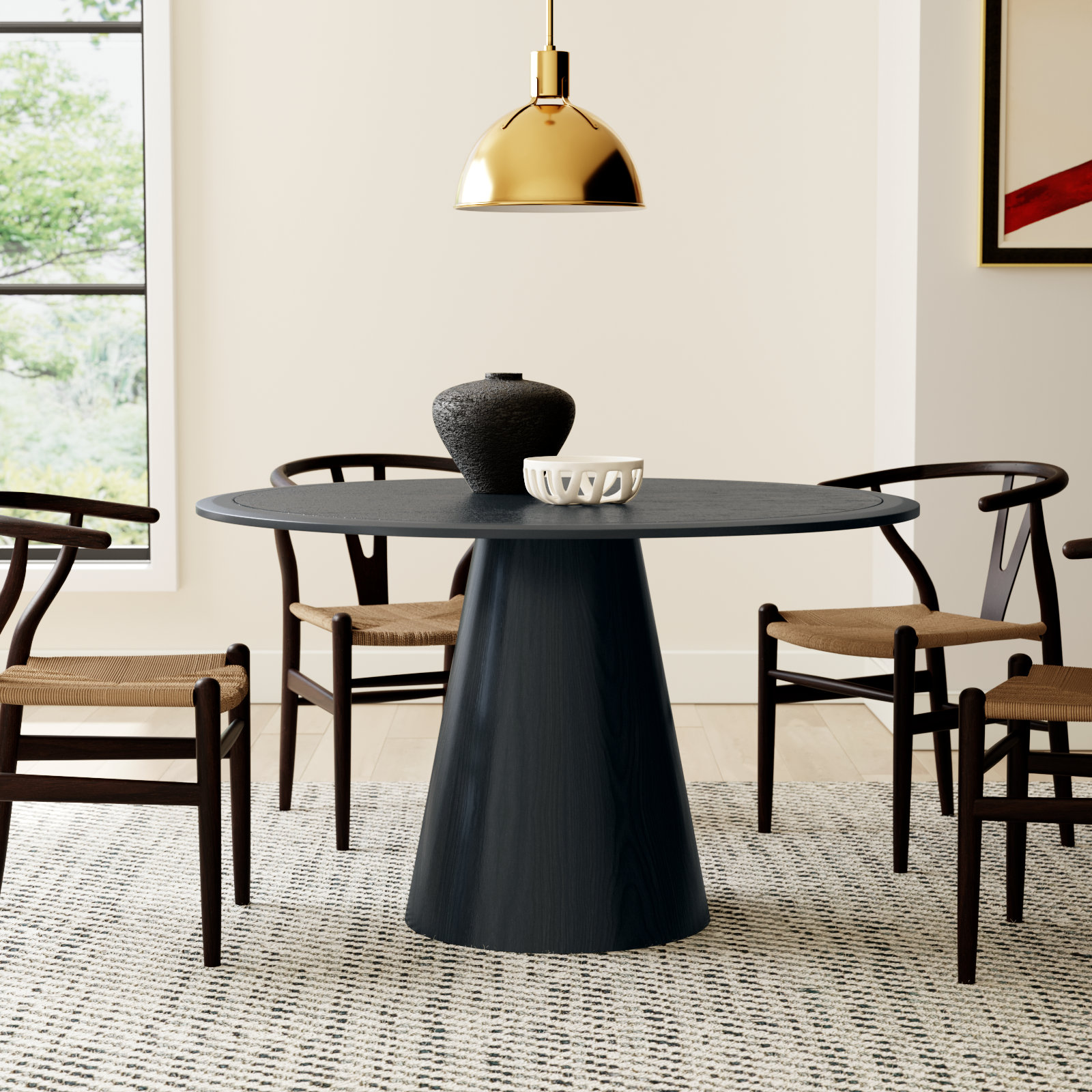 Darlington Round Dining Table, 30" H x 50" W x 50" D, Black