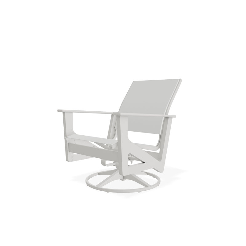 Wexler Swivel Outdoor Lounge Chair, Snow, White 6D Sunbrella®