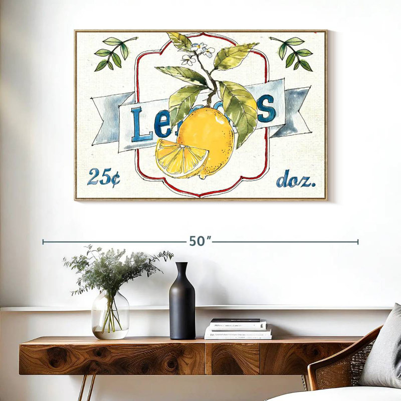 Plaque murale Fruit Stand II, Cadre flottant en bois naturel, 40 po x 27 po