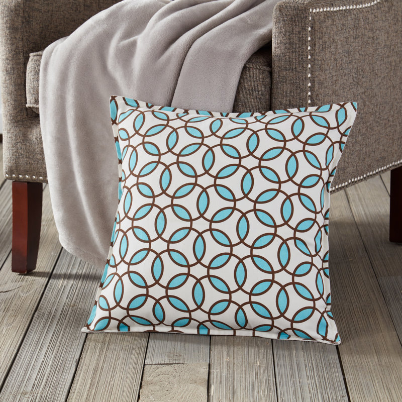 Coussin décoratif en toile de coton Rings, Turquoise