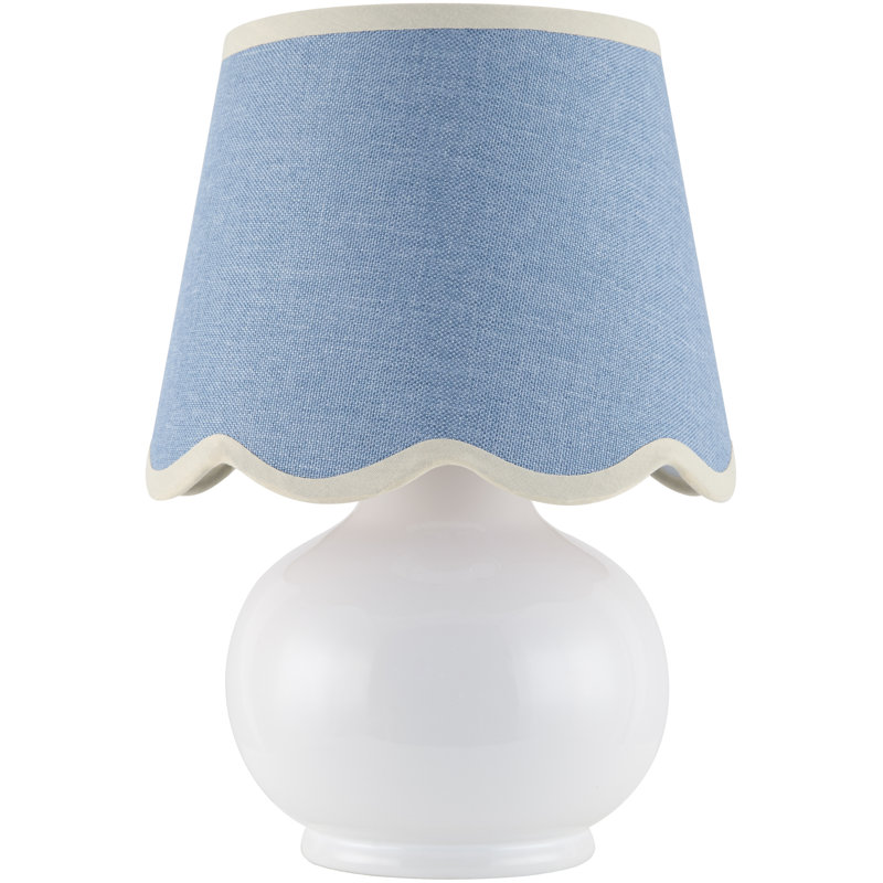 Momsen Coloured Scallop Shade Lamp, Blue, High Gloss White