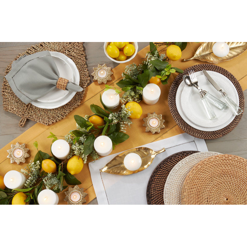 Emmeline Solid Colour Table Runner, Yellow, 90" x 16"