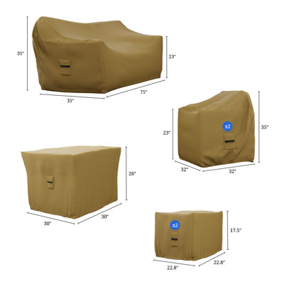 Patio Furniture Set Cover For 5 Piece Wicker Outdoor Seating Group, Water UV & Weather Resistant Cover by Arlmont & Co.