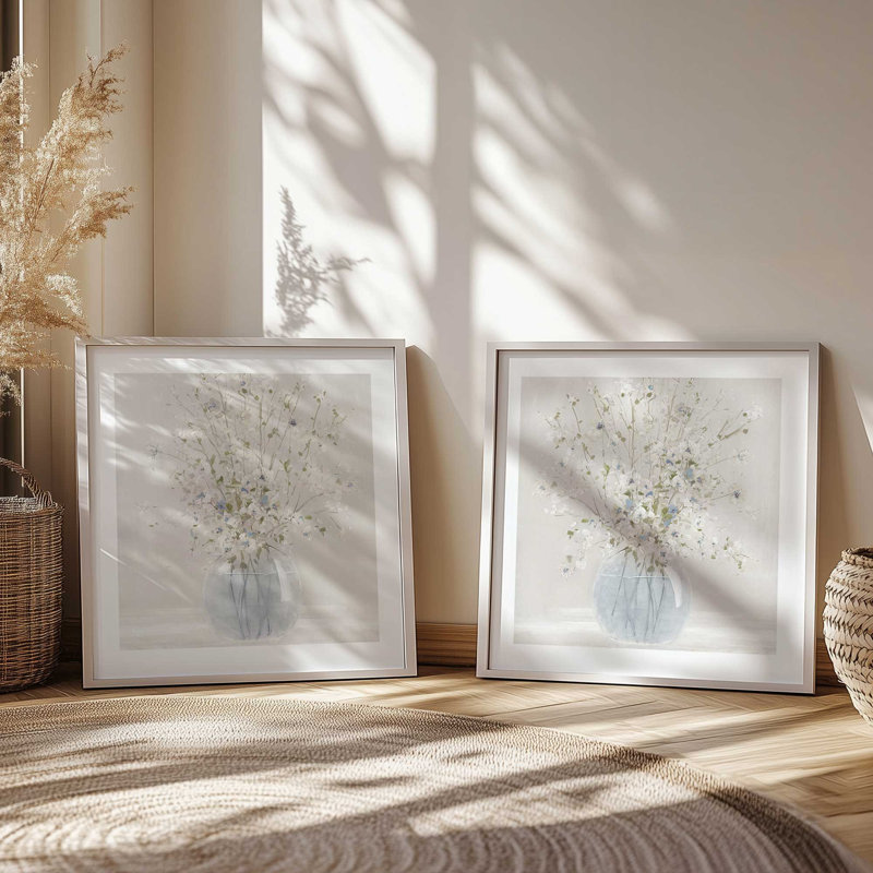 «Happy Little Blooms», ensemble de 2 impressions, 36 po x 36 po, Impression encadrée, Érable