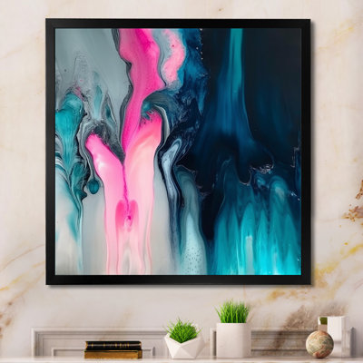 Denzal Blue and Pink Liquid Drip - Abstract Canvas Wall Art