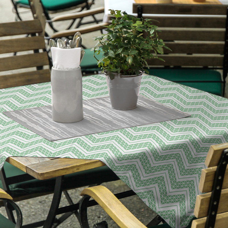 Nappe à chevrons à la main classic Stephenie, Vert clair / blanc