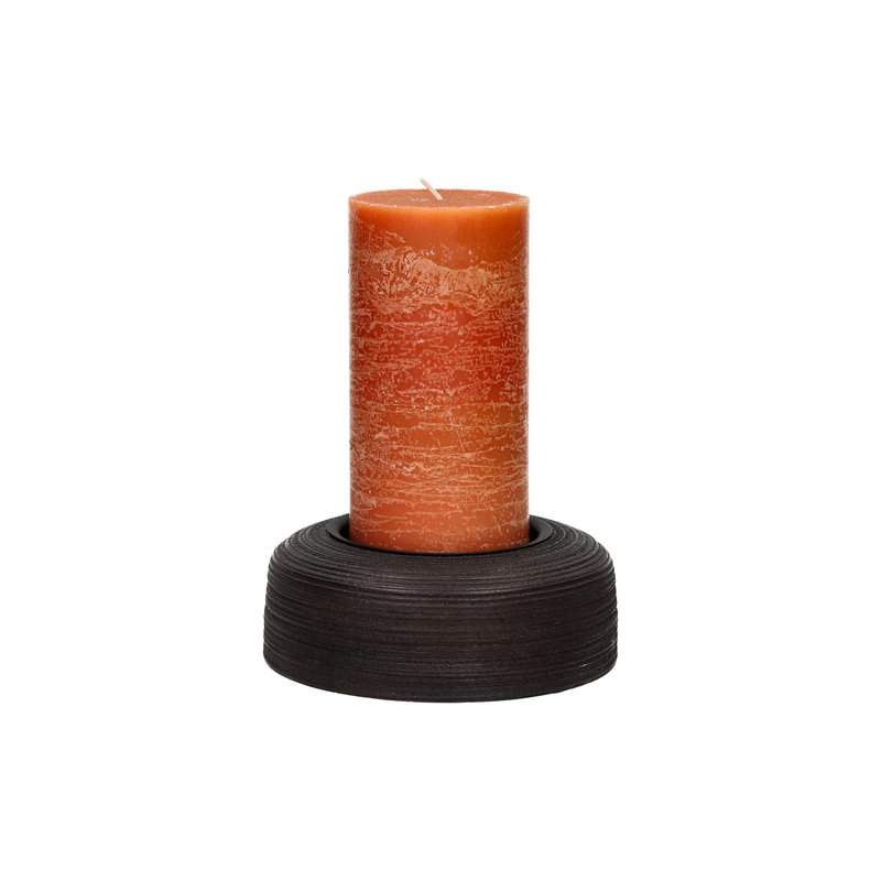 Arbre Natural Round Mango Wood Candle Holder, 1.97" H x 5.51" W x 5.51" D, Brown