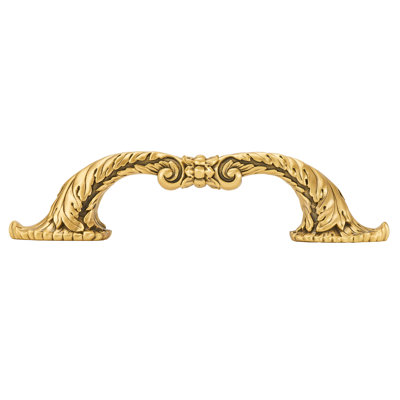 EDGAR BEREBI LOUIS XV 3-1/2 inch CENTER TO CENTER PULL IN MUSEUM GOLD PLATE