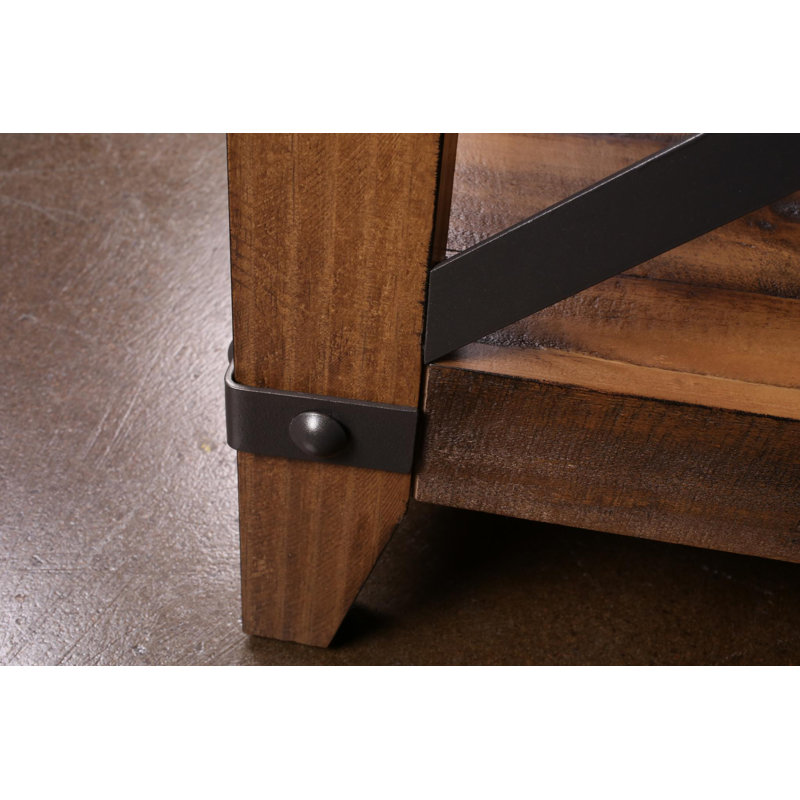 Set of 2 Larson Cross Bar Open End Table, Brown