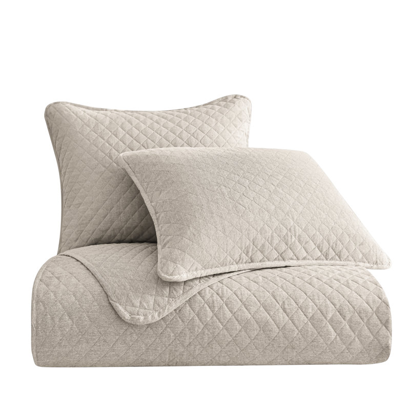 Anna Light Tan Diamond Quilted King Coverlet Set