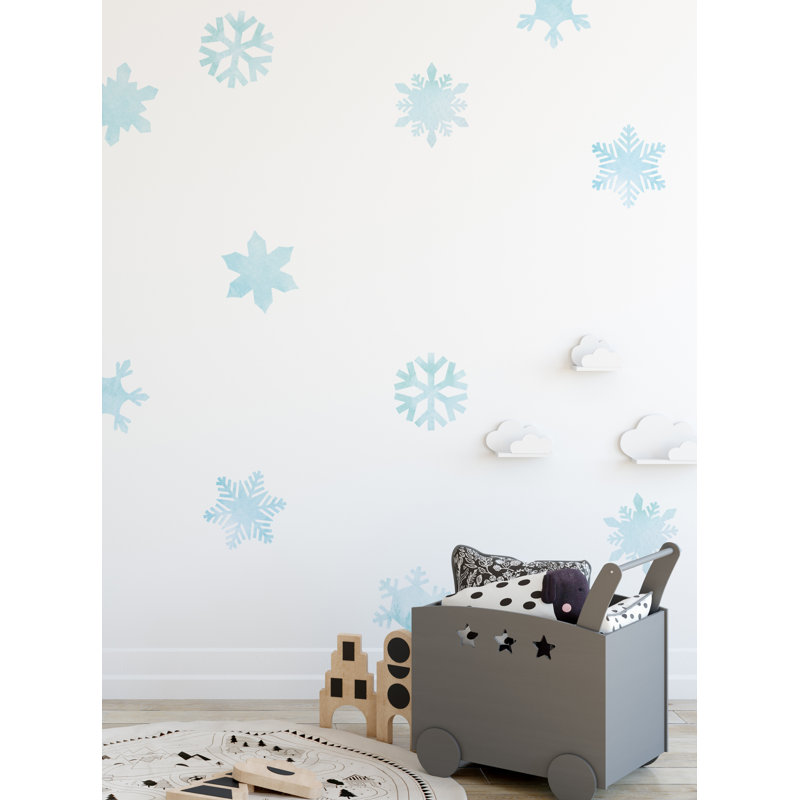 Adhésif décoratif flocons de neige d'hiver, Bleu ciel