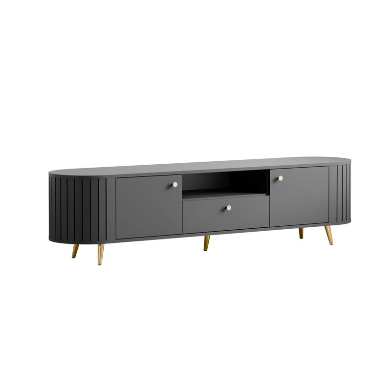 TV Stand for TVs up to 49", Black/Gold