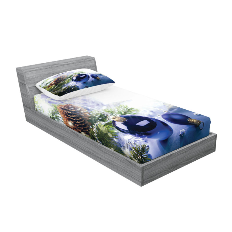 Multicolore drap-housse et coussin décoratif Ambesonne Christmas, Ensemble de draps-housses pour lit simple + 2 taie