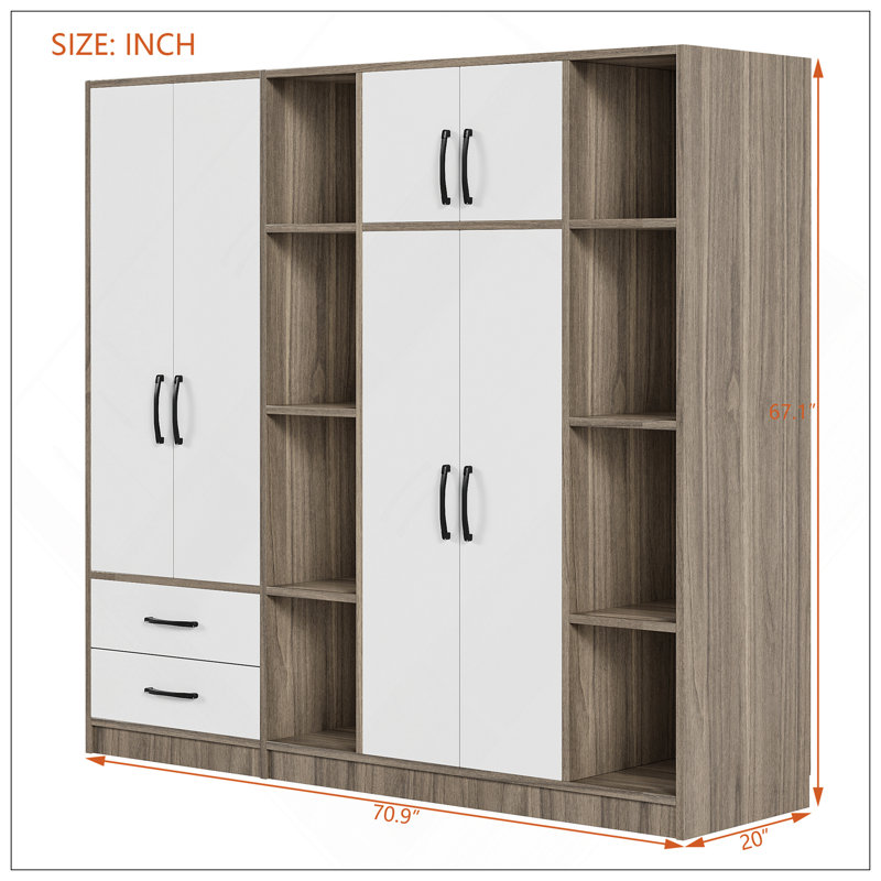 Armoire 6 portes avec tablettes et tiroirs
