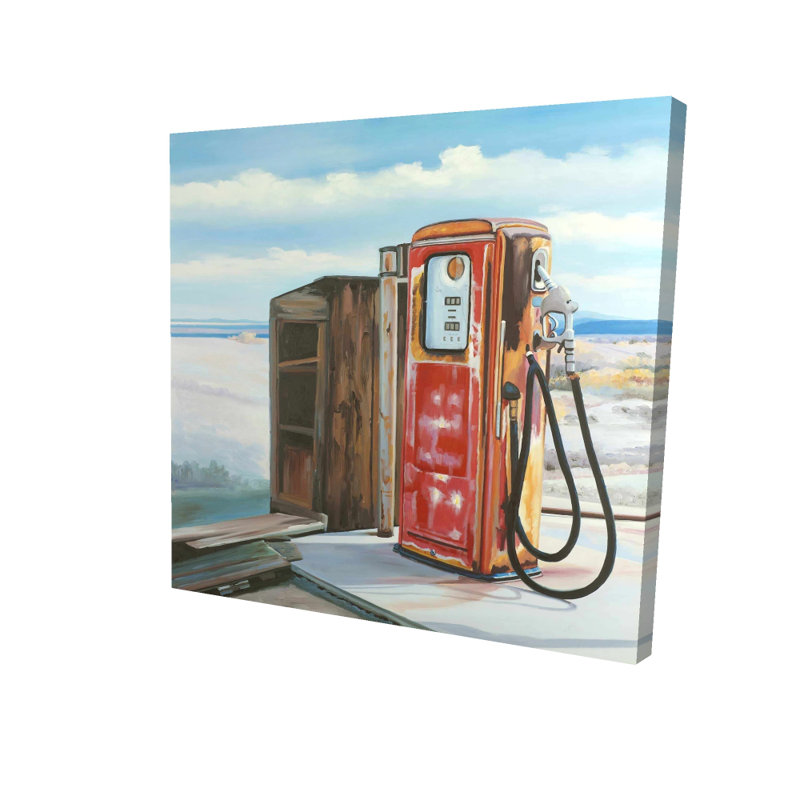 Old Gas Pump Canvas | Red Object Home Decor Art