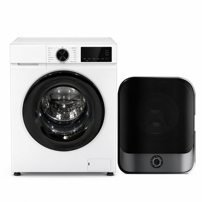 1,6 cu. Pi. Laveuse à chargement frontal et 2,6 pieds cubes Pi. Ensemble compact de sécheuse compacte, 9 cycles de lavage, sécheuse à linge à haute température, appareils de buanderie empilables pour balcon d'appartement