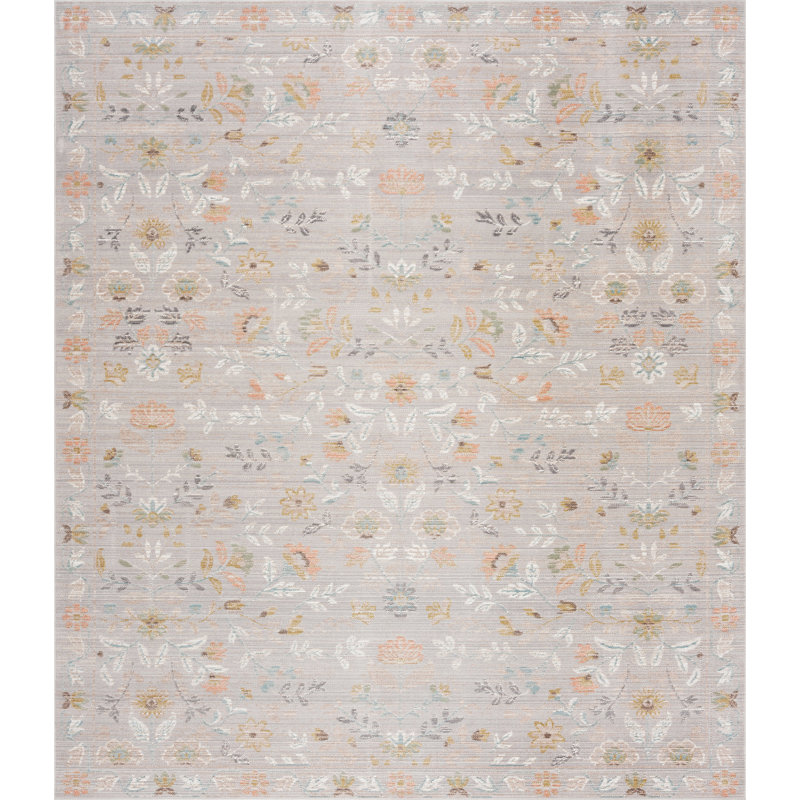 Helen Traditional Oriental Gray Polyester Area Rug, Rectangle 8' x 10'