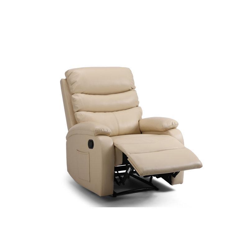Protentis 77.5cm Wide Faux Leather Standard Recliner, Cream Faux Leather