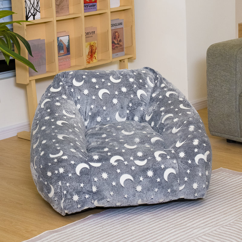 Fauteuil à billes et méridienne en fausse fourrure, Beige / fausse fourrure grise