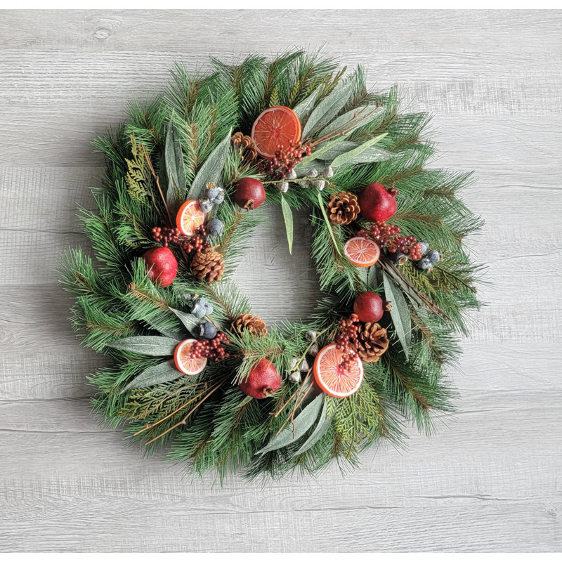 24" Pomegranate Orange Wreath