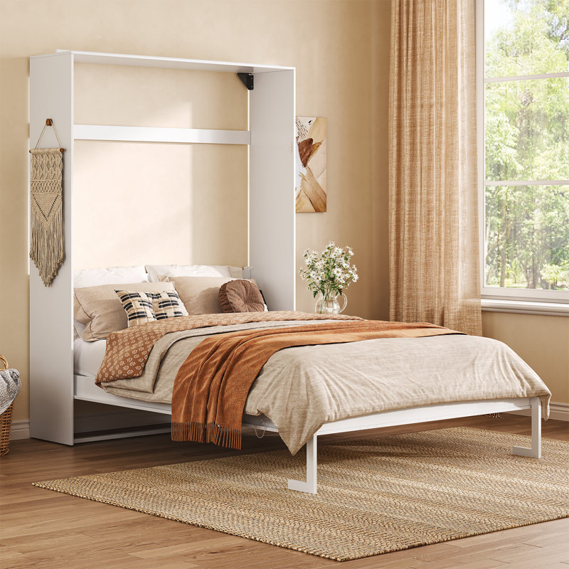 Lit escamotable double avec pieds en métal, lit escamotable pour la maison, chambre d'amis