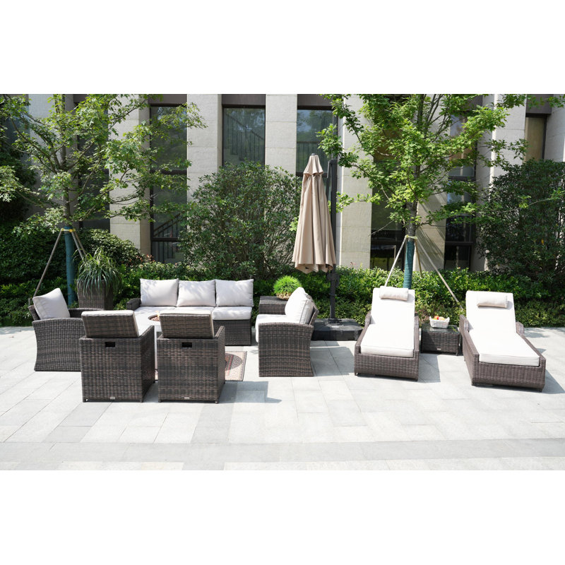 - Person Patio Conversation Set with Cushions, Brown