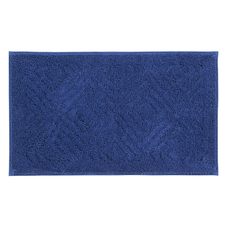 Krikorian Collection Luxury Diamond Pattern Polyester Bathroom Rug, Blue, 20" x 30" Rectangle