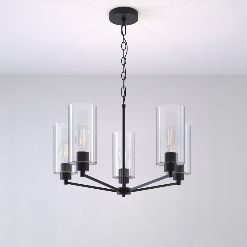 Dimmable Classic / Traditional Chandelier, Matte Black, 20" H x 21" W x 21" D