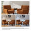 Fauteuil rembourré en velours orange avec dossier en bois massif Davey-623009445