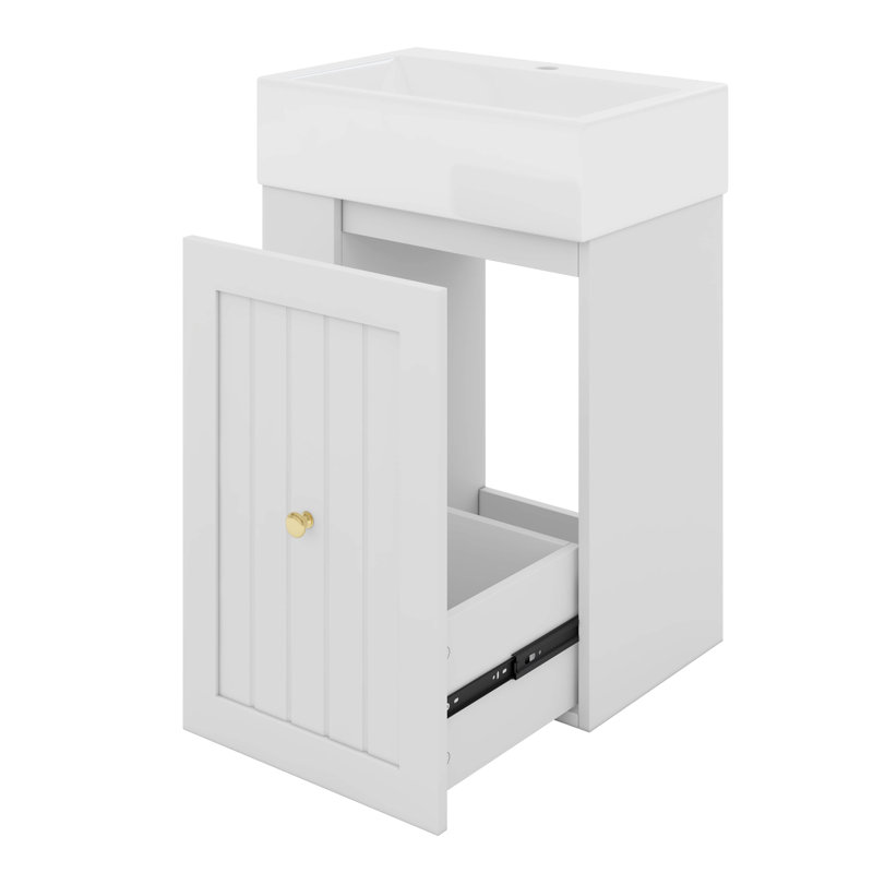 Wall-Mounted Style Bathroom Vanity, 20-Inch Bathroom Vanity With Ceramic Sink