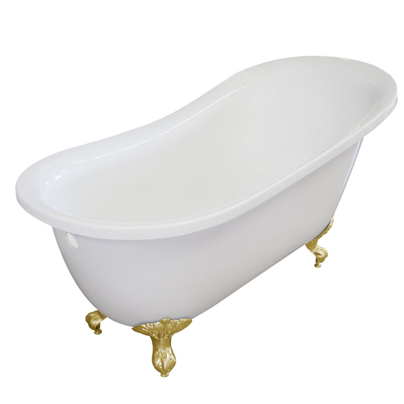55.25'' x Freestanding Soaking Acrylic Bathtub, Gold
