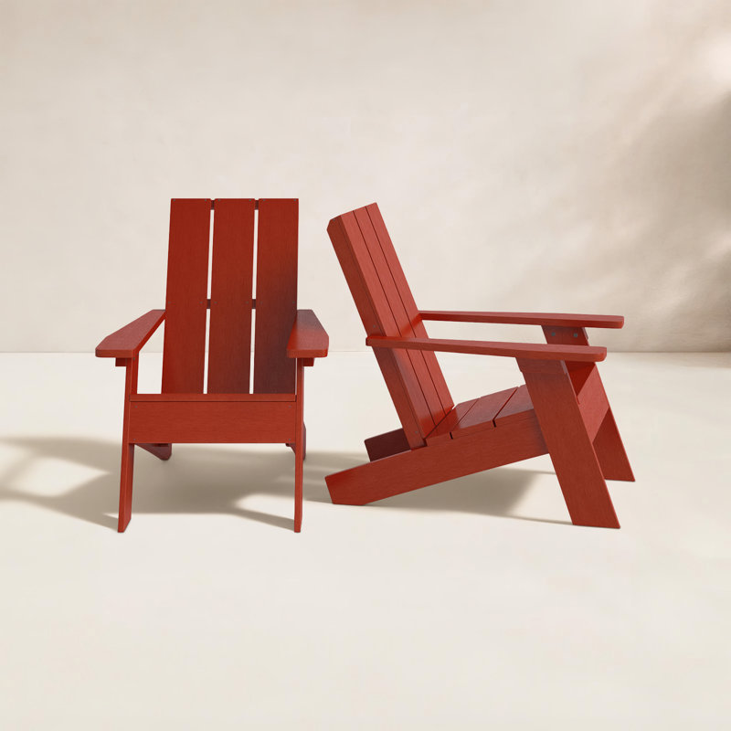 Byrnes Outdoor Adirondack Set, Rustic Red