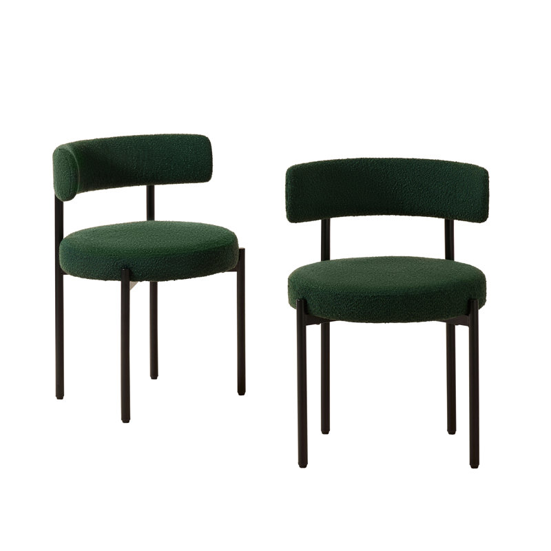 Chaise de salle à manger rembourrée Modern, 2, Vert, Noir, noir, noir, noir