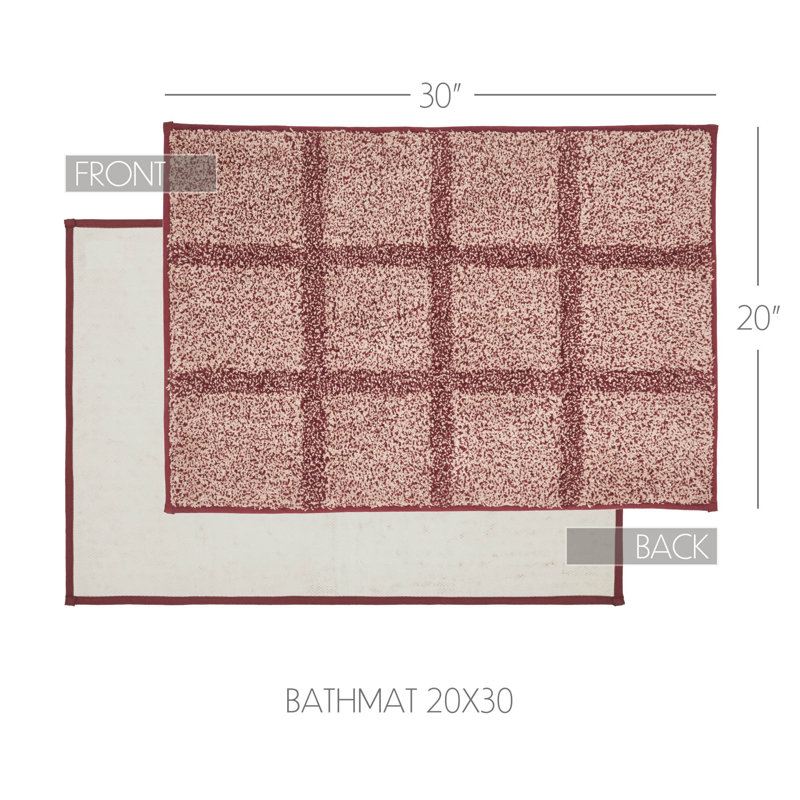 Connell Burgundy and Tan Cotton Bath Mat, 20" x 30"