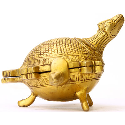 4" Handmade Brass Feng Shui Tortoise Box - Symbolic Longevity Storage for Jewelry, Coins  Home Office Organization​