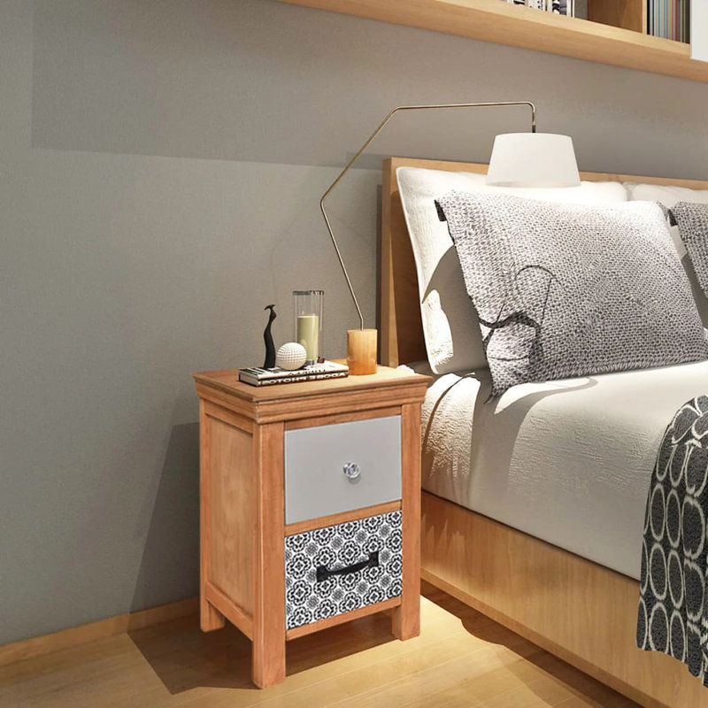Agar 34cm W Solid Wood Bedside Table