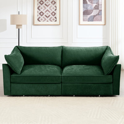 2 Seater Chenille With Crescent And Storage Drawers Under Seats For Cosy Small Contemporary Living Areas Pull Out Wraparound, Great Nordic Rooms
