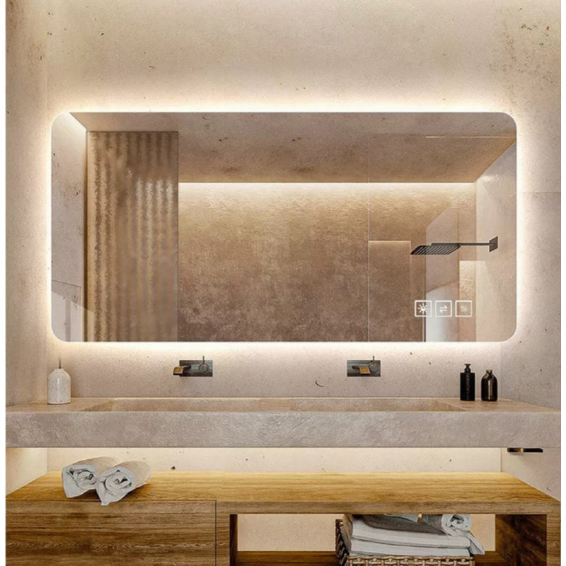 Wall Mounted LED Lighting Mirror/Bathroom Mirror/Full-Length Mirror/Makeup Mirror, Three Color Lighting+Dimming+IP44 Waterproof+Anti Fog+Touch Switch 24 × 48 Inches